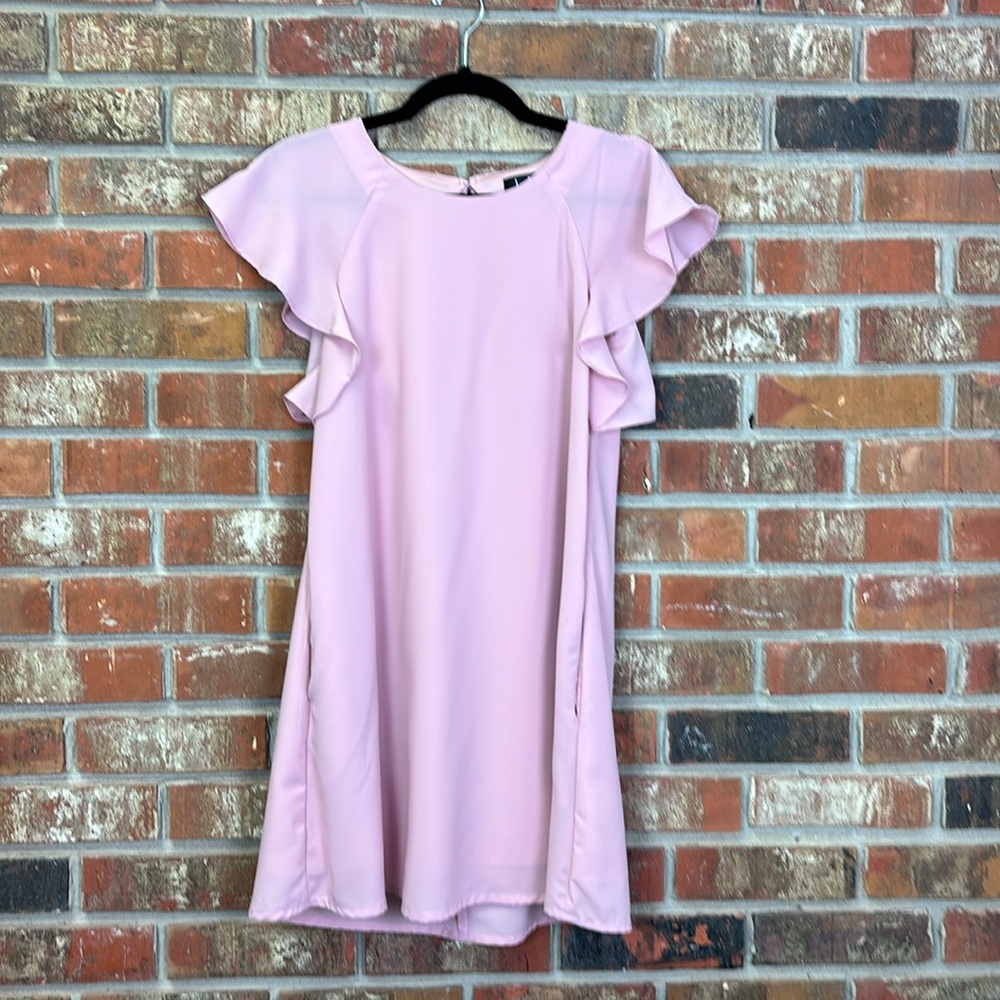 Lulus Pink Ruffle Sleeve Mini Dress XS